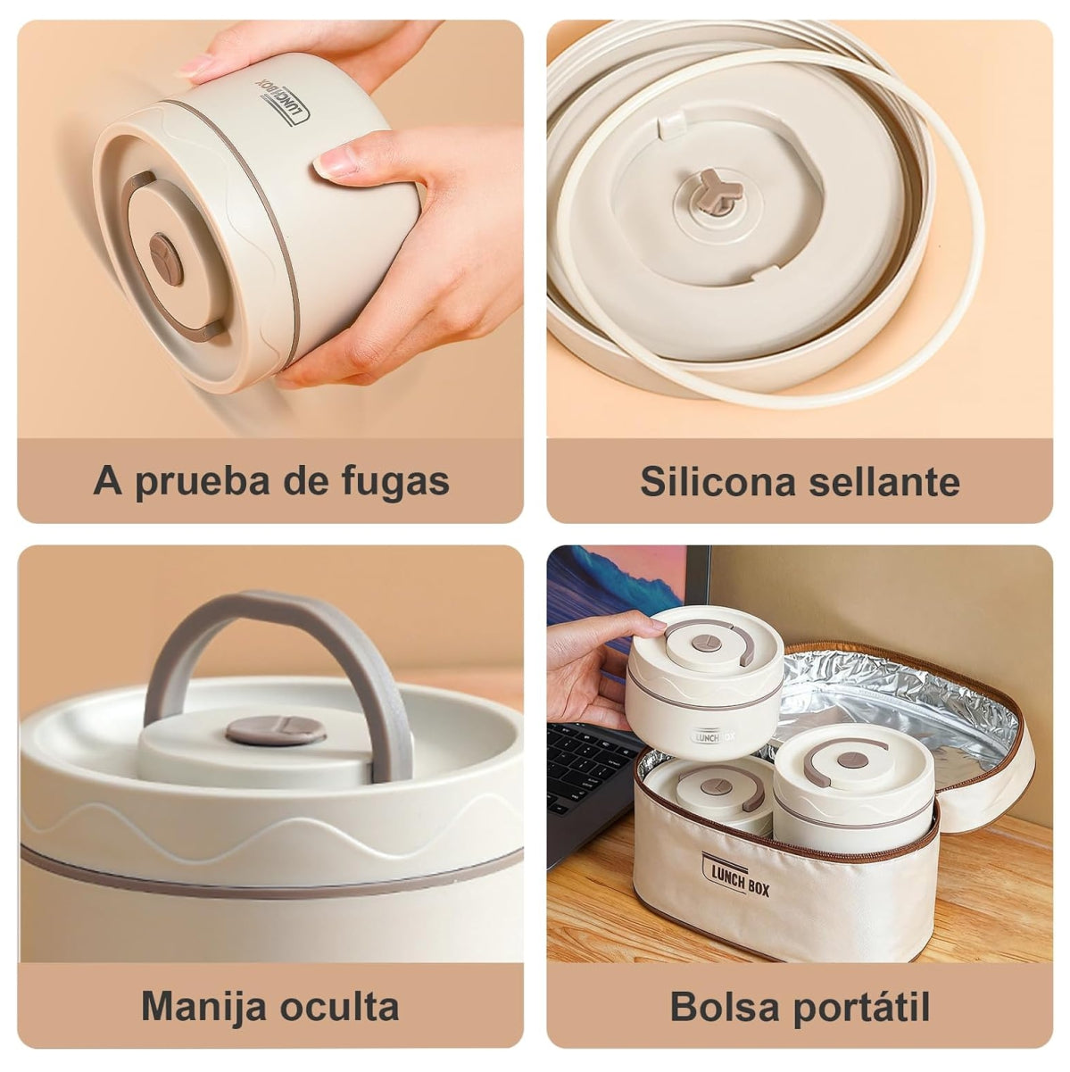 Lonchera Térmica + 4 Recipientes Herméticos
